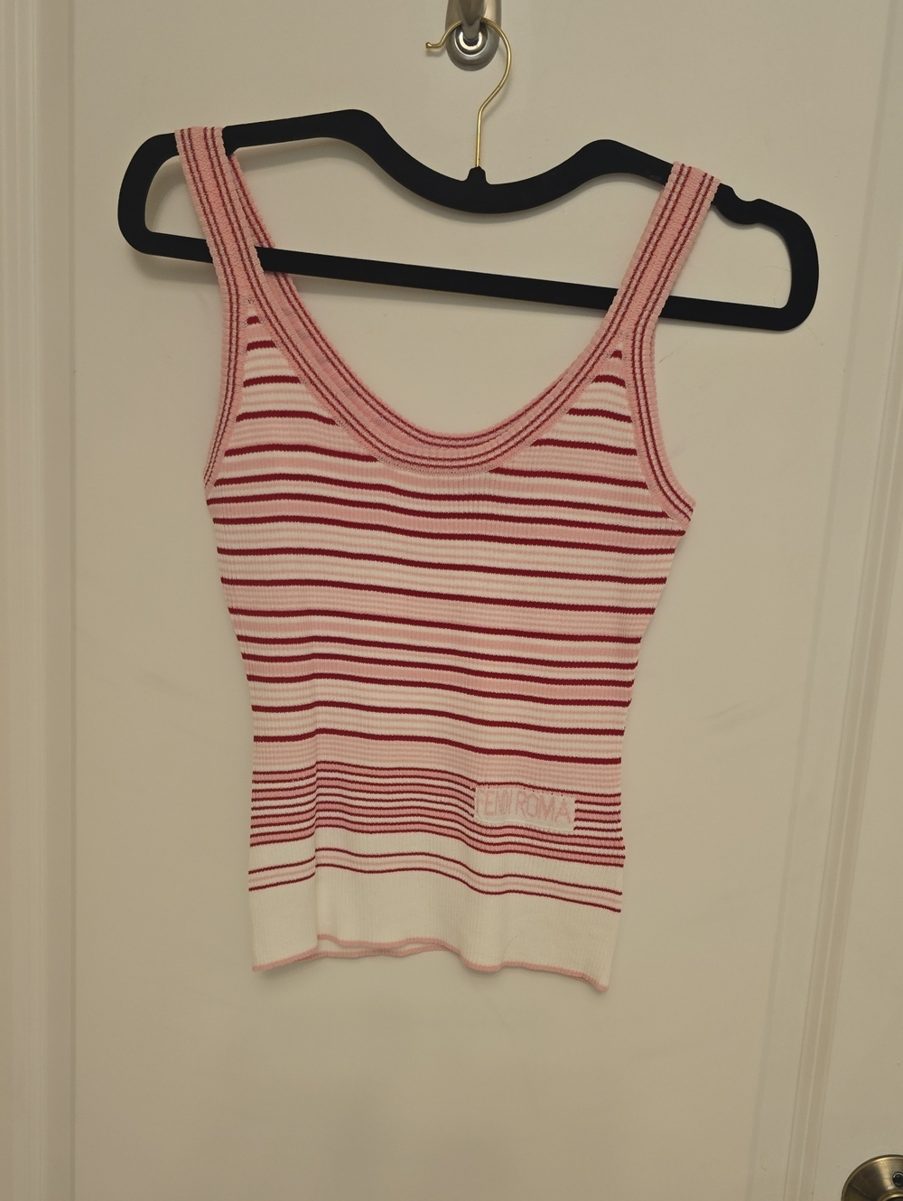Fendi Pink & White Striped Ribbed Tank